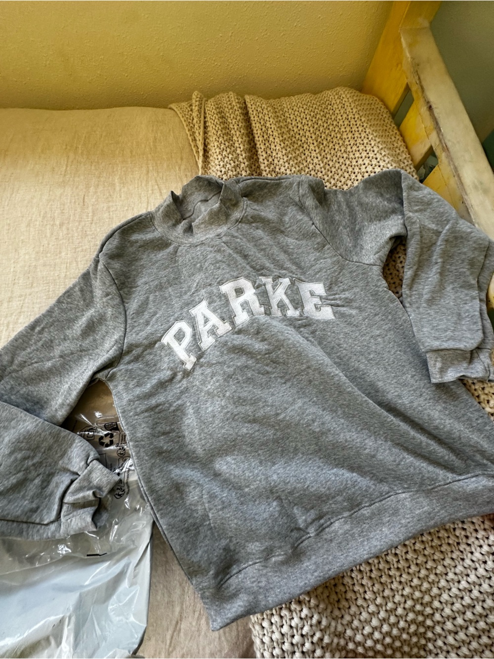 Grey and white PARKE Crewneck Sweatshirt S/M brand new!!!